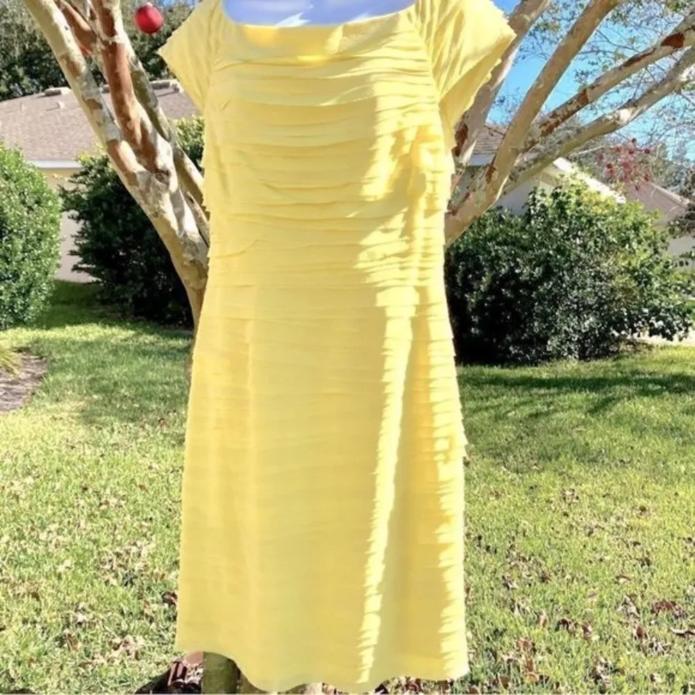 ALICE + OLIVIA CANARY YELLOW TIERED SHEATH DRESS 6 NWT